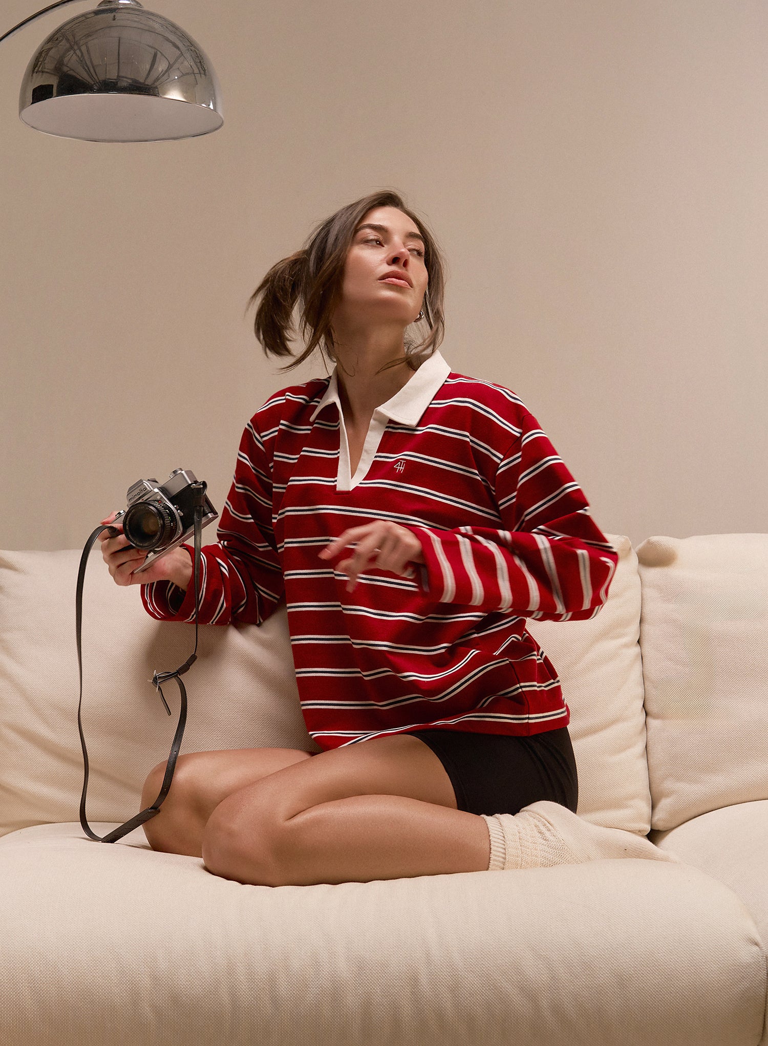 Multi Stripe Oversized Rugby Top